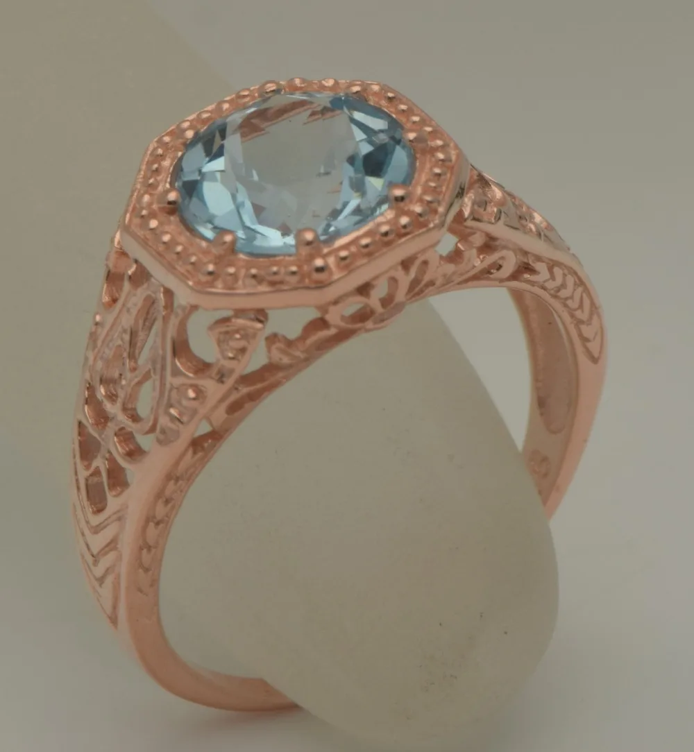 Szjinao Fashion Boutique Wholesale Custom Victoria Style Natural Rose Sky Blue Crystal 925 Silver Rings Wholesale