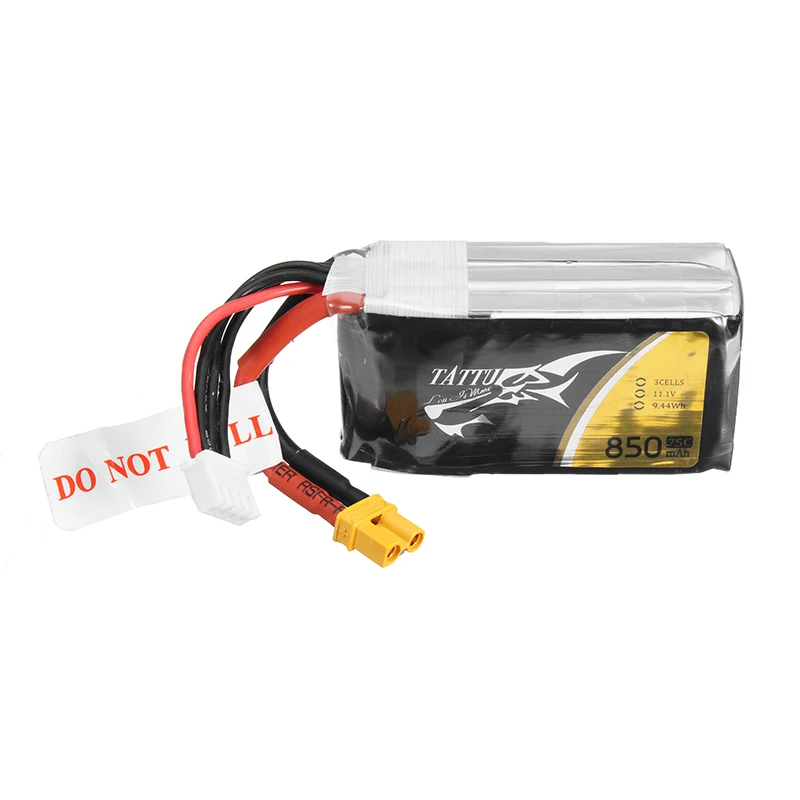 

TATTU 11.1V 850mAh 75C 9.44Wh 3S 1P Lipo Battery XT30 Plug for FPV RC Drone Racer Quadcopter VS ZOP Power GNB Tiger Power