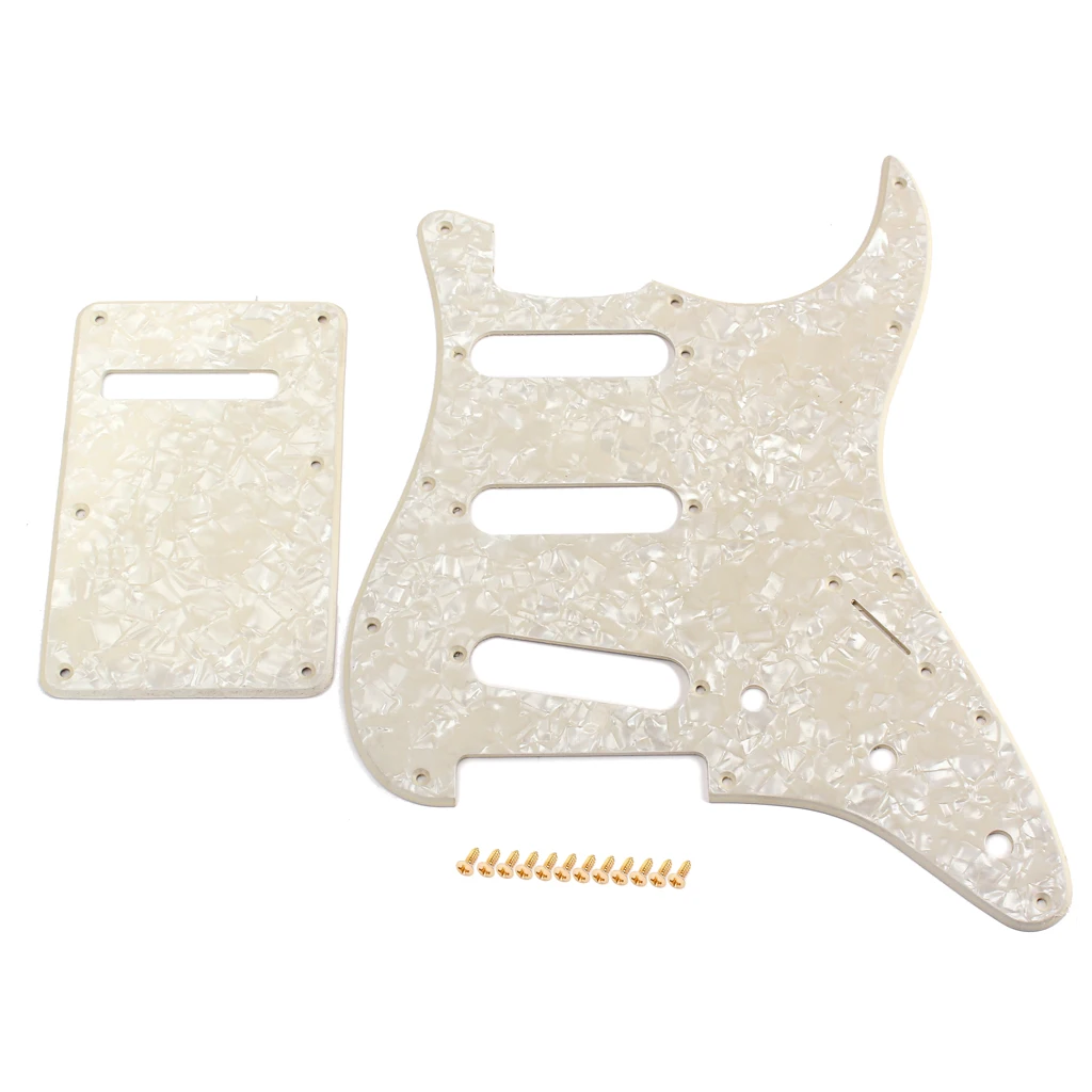 Tooyful Finest PVC Plastic SSS Pickguard Scratch Plate with Back Plate Mount Screws Set for Electric Guitar Parts