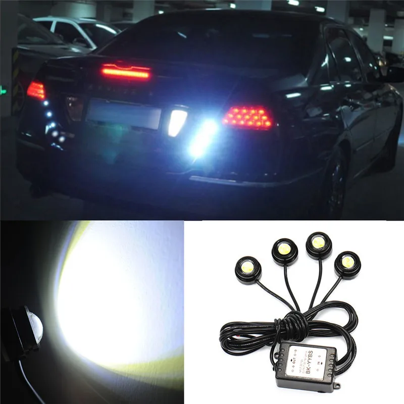 Universal 4in1 12V 12W Eyes LED Car Emergency Strobe Lights DRL