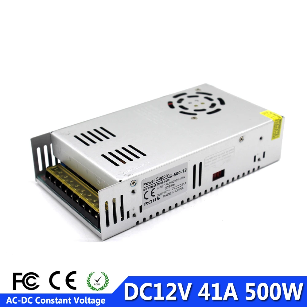 

500W 41A 12V DC Power Supply Switching Power Source DC12V Transformer AC-DC SMPS For Led Display Lamp Light Billboard Industrial