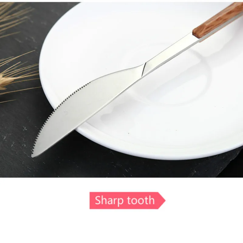Нержавеющая сталь Имитация деревянной ручкой нож набор ложка и вилка Высококачественная посуда японский и корейский стиль посуда