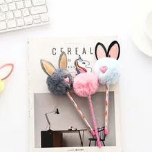 Единорог гелевая ручка милые канцелярские милые плюшевые уши кролика гелевые ручки 0,5 мм милый мультфильм письменная Ручка Kawaii Школьные принадлежности Ручки