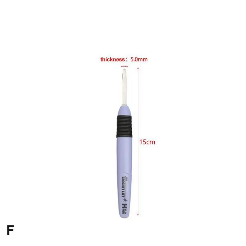 1 шт. светодиодный светильник для вязания крючком с пластиковой ручкой, набор спиц, светильник 2,5~ 6,5 мм, набор игл для шитья, разноцветный инструмент для шитья - Цвет: F