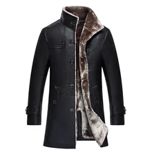 Толстый теплый воротник-стойка Heren Kleding хорошего качества длинный однобортный Kurtka Skorzana Meska