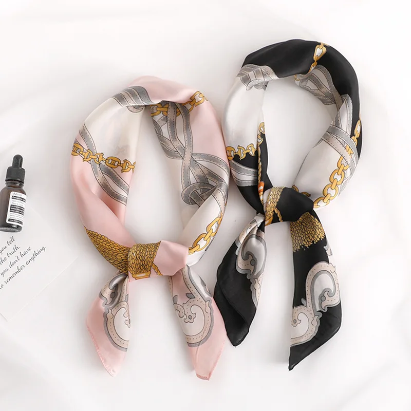 2019 New Square Scarf Women Fashion Silk Scarves and Wrap Ladies Retro Spring Summer Print Office Hair Neck foulard | Аксессуары для