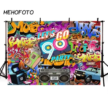 

MEHOFOTO Backdrops for Photo Studio Vintage Graffiti Retro 90s Party Birthday Decorations Photography Background Photobooth Prop