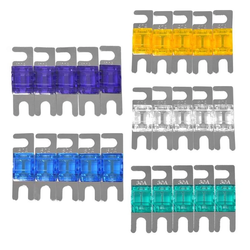 Fuses for Cars 5pcs/Set 30/40/60/80/100A Mini anl fuses Nickel Plated