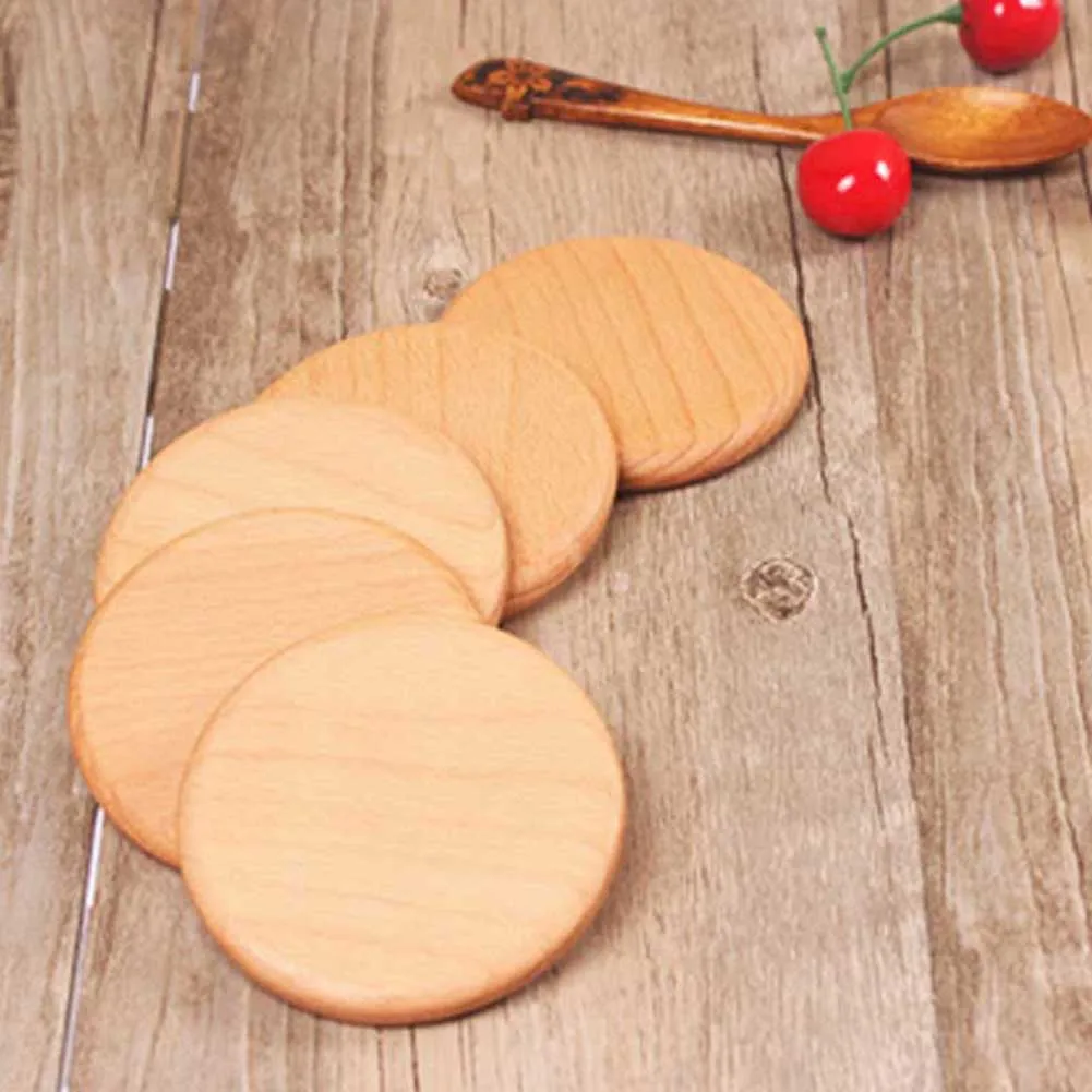 1pcs Natural Wood Kitchen Pads Square Round Mini Pallet Wine Glass Cup Pad Hot Cold Drink Coasters Mug Table Mats Cooking Aid