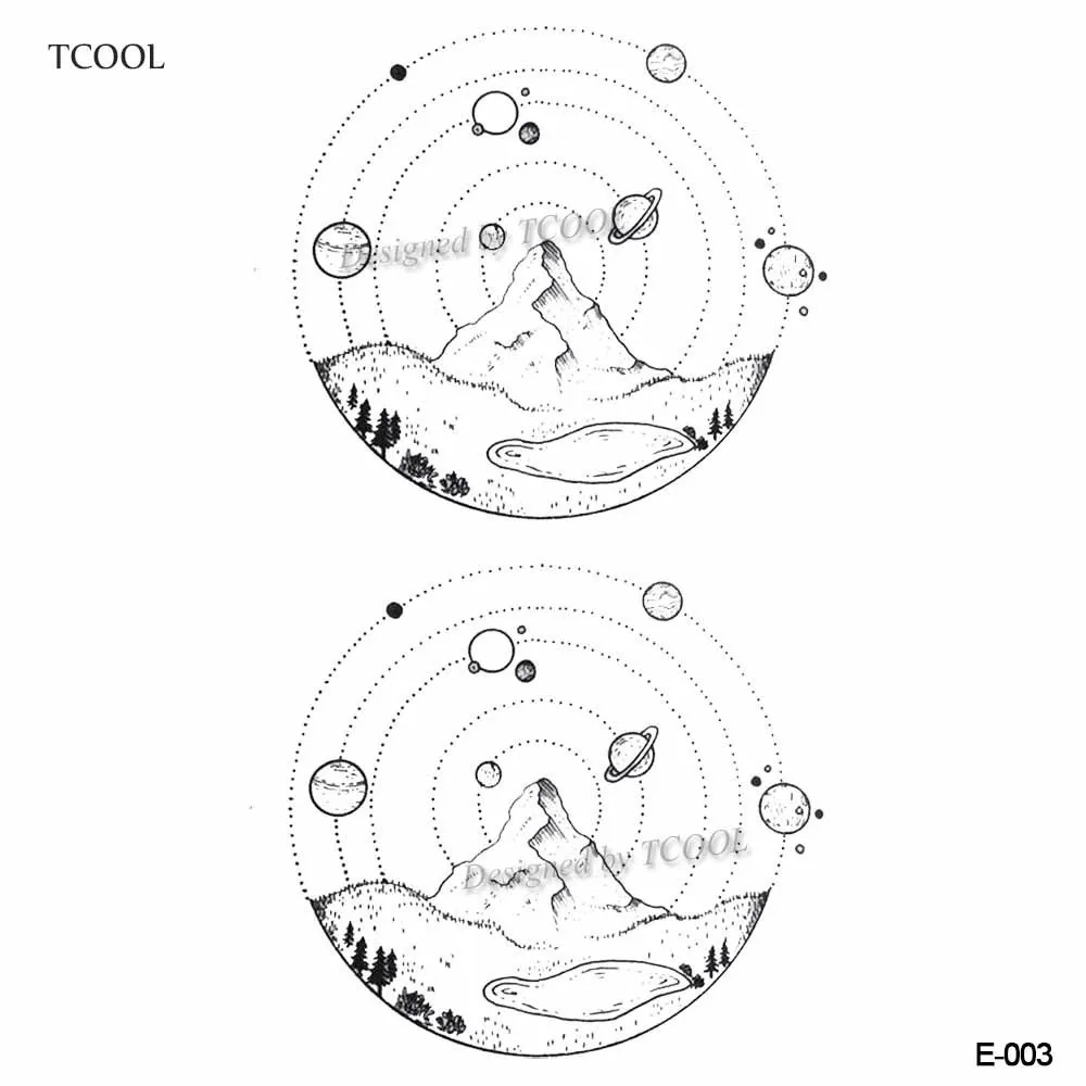 HXMAN горный Временные татуировки наклейка планета татуировки для женщин Мода сексуальный боди-арт водонепроницаемый рука поддельные татуировки 9,8X6 см E-043