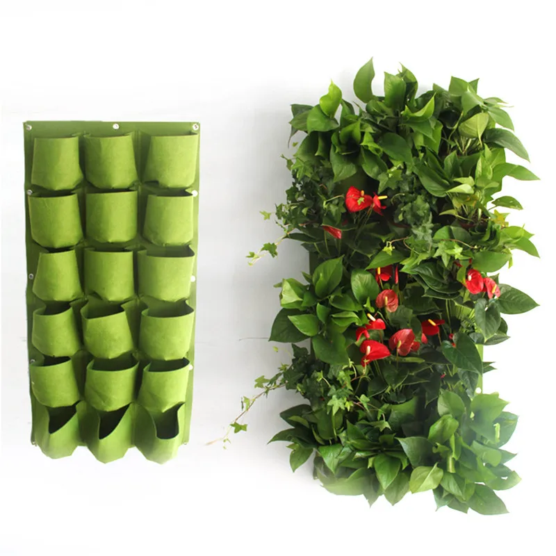 18/72 Pockets Wall Hanging Plant Pot Felt Vertical Flower Green Plant