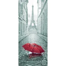 2шт наклейки на стену 3D зонтик полотенце креативные дверные наклейки ворота спальня самоклеющиеся наклейки на дверь домашний декор 38,5X200 см