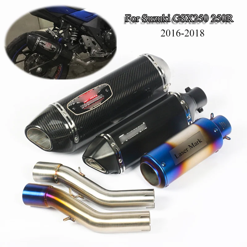 

GSX250 250R 51mm Motorcycle Exhaust System Pipe Muffler Tail Mid Connect Pipe Stainless Steel Tube Slip On 2016-2018 For Suzuki