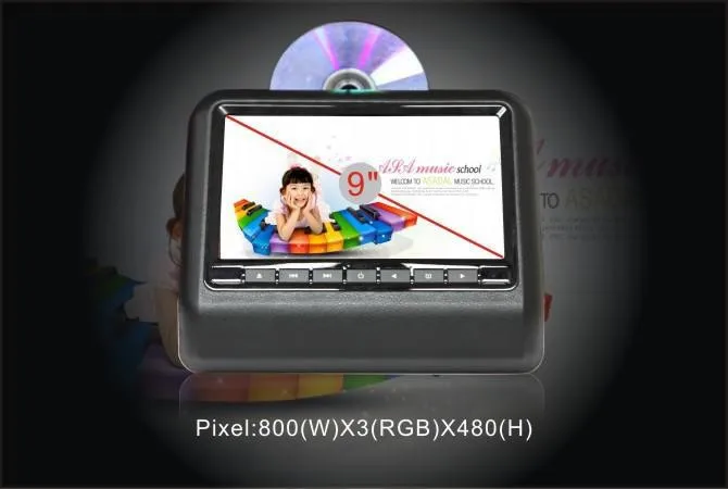 Универсальный 9 дюймов подголовник автомобиля dvd-плеер с USB/SD, кронштейн, HDMI, 32 битов игры, ИК, FM передатчик, HD экран, встроенный динамик