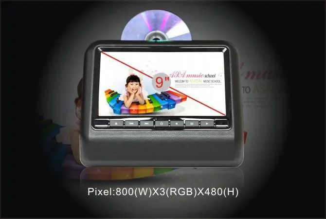 Excellent Free shipping one pair 9 inch car headrest DVD player with USB/SD,Bracket,HDMI,32 bits Game,IR,FM,HD screen,1PC DVD+1PC monitor 17
