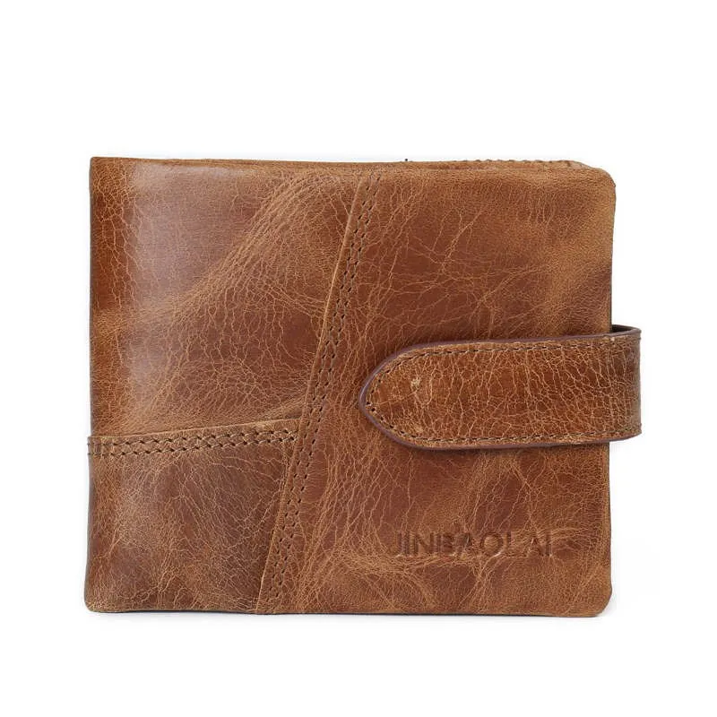

Cowhide Leather Men Wallets Vintage Design Purse Coin Pocket With Card Holder Zipper Hasp Male Money Bag Purses Leather Wallet