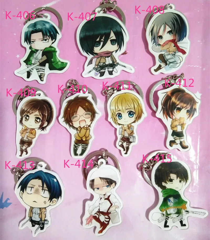 

Anime Attack on Titan Cartoon Acrylic Keychain Figure Shingeki no Kyojin Rivaille Eren Keyrings Pendant Toy Cosplay Props Gift