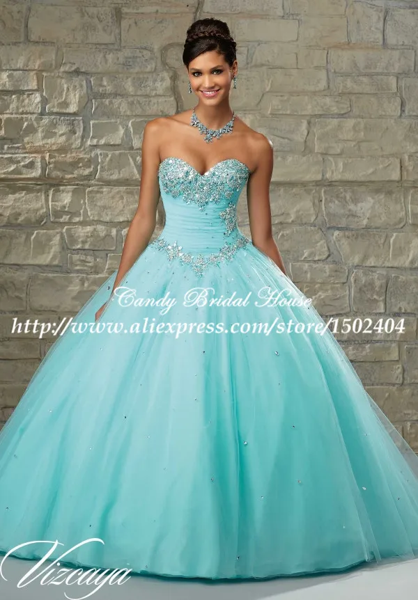 Sweet 16 Dresses Modern Light Blue Aqua 