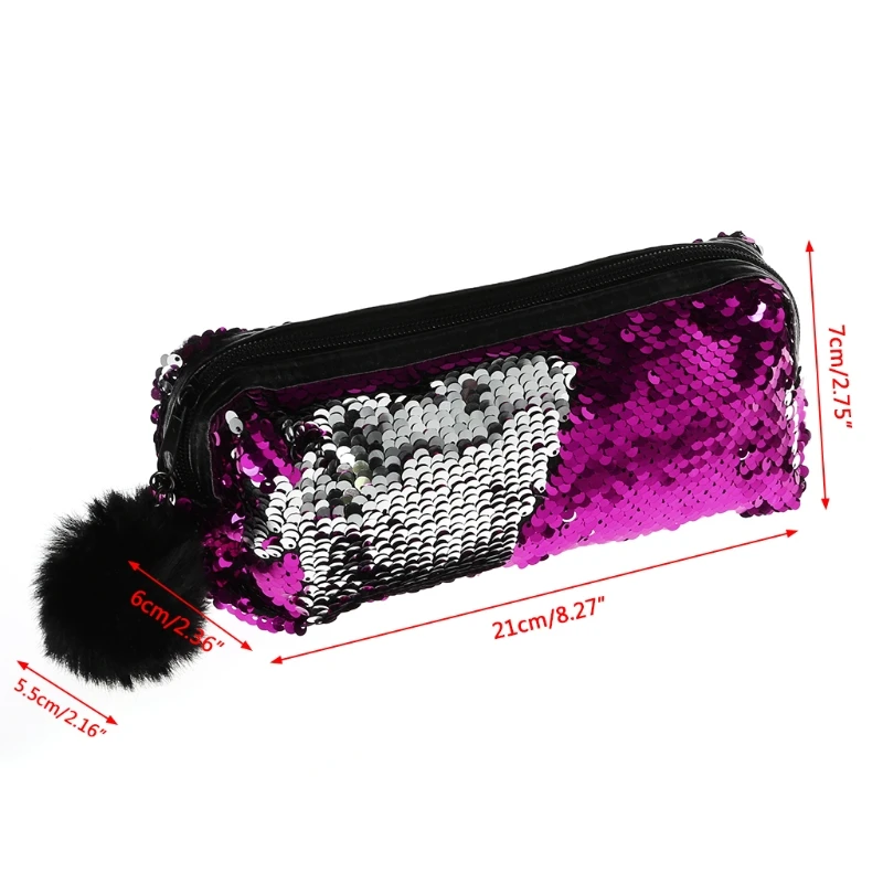 Двусторонние пайетки Hairball Pencilcase для детские канцелярские принадлежности милые студенческие принадлежности