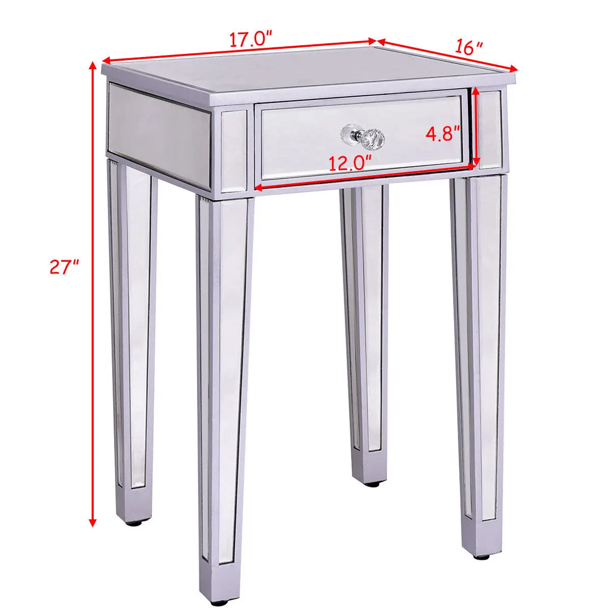 Giantex Mirrored Accent Table Nightstand End Table Luxury Modern Bedside Storage Cabinet with Drawer Coffee Table HW56404 Giantex Mirrored Accent Table Nightstand End Table Luxury Modern Bedside Storage Cabinet with Drawer Coffee Table HW56404