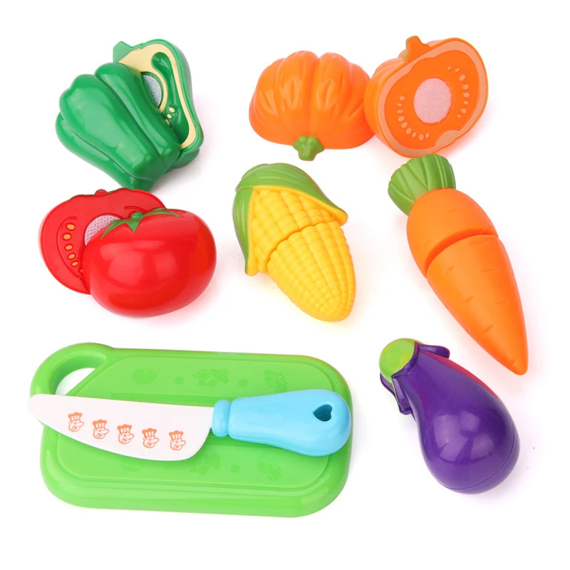 DIY Pretend Play Kitchen Set Toy Simulation Vegetable Fruit Food Model Educational Cognition Toys Gifts For Children Kids Girl