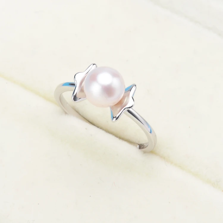 

925 Silver Hot Promotion Pearl Ring Finger Ring Settings Adjustable Ring Findings Jewelry Parts Fittings Accessories