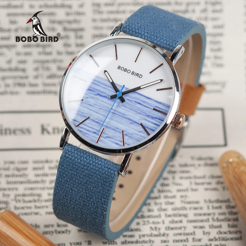 BOBO BIRD Watches Men Japan Movt Quartz Watch Stainless Steel Case Wristwatch Nylon Leather Strap Engrave Logo
