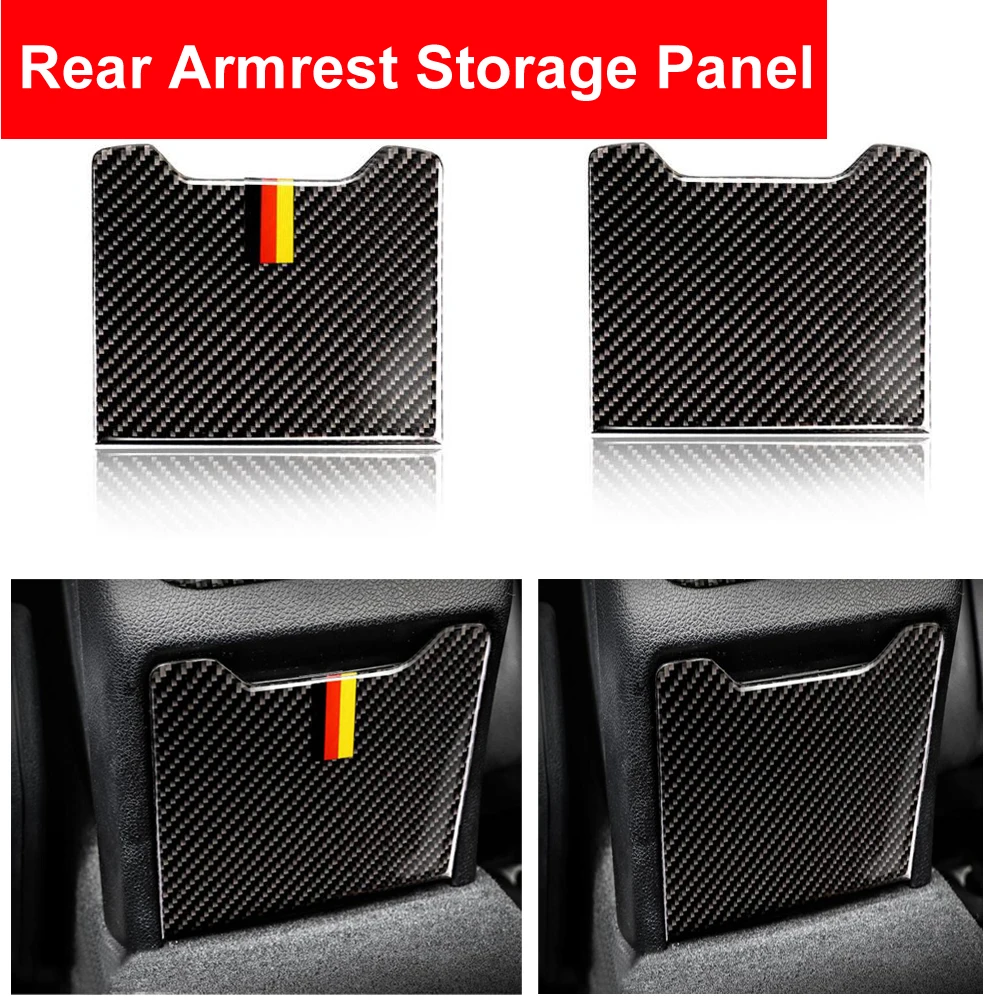 

Carbon Fiber Rear Armrest Storage Box Panel Cover Trim Car Sticker For Mercedes Benz C-Class W205 C180 C200 GLC260 Accessories