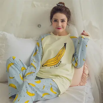 

Discount 2017 NEW Cartoon Pajamas pyjama femmel Autumn Winter pijamas women pyjama set Cotton pajamas Home Clothing for women