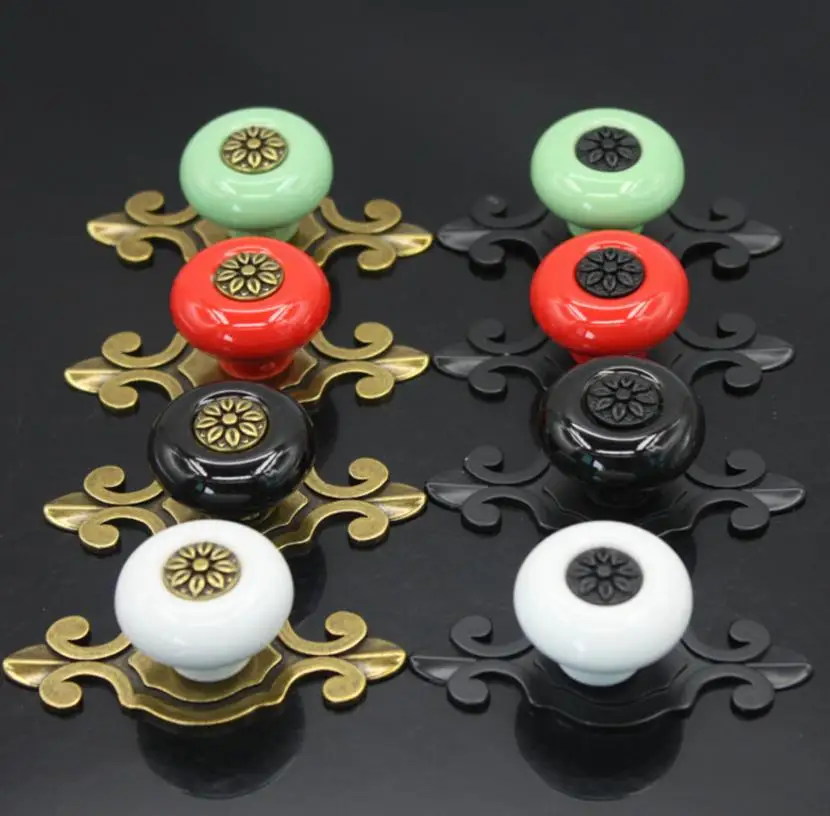 

Ceramic Knobs Dresser Knobs Drawer Knobs Pulls Handles Backplate Kitchen Cabinet Knobs Red White Black Green Furniture Hardware