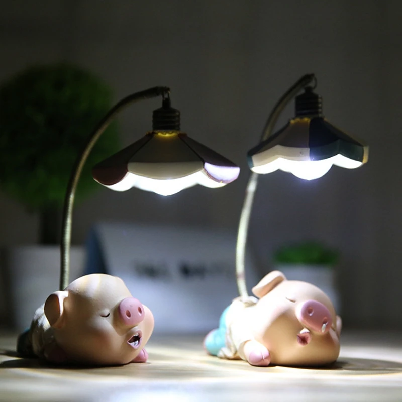 

Cartoon Pig Animal LED Night Light Resin Bedside Lamp Creative Cute Style For Kids Children Gift Toy Birthday Christmas Decor