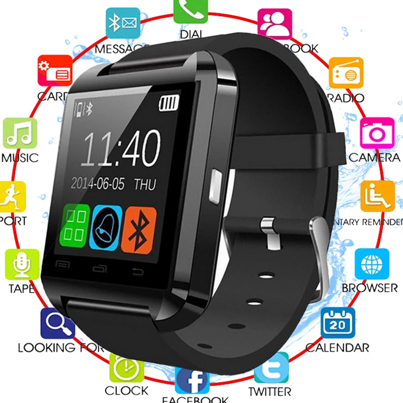 2019 Bluetooth Смарт часы W8 U8 u80 Parometer напиток наручные Водонепроницаемые Шагомер smartwatch