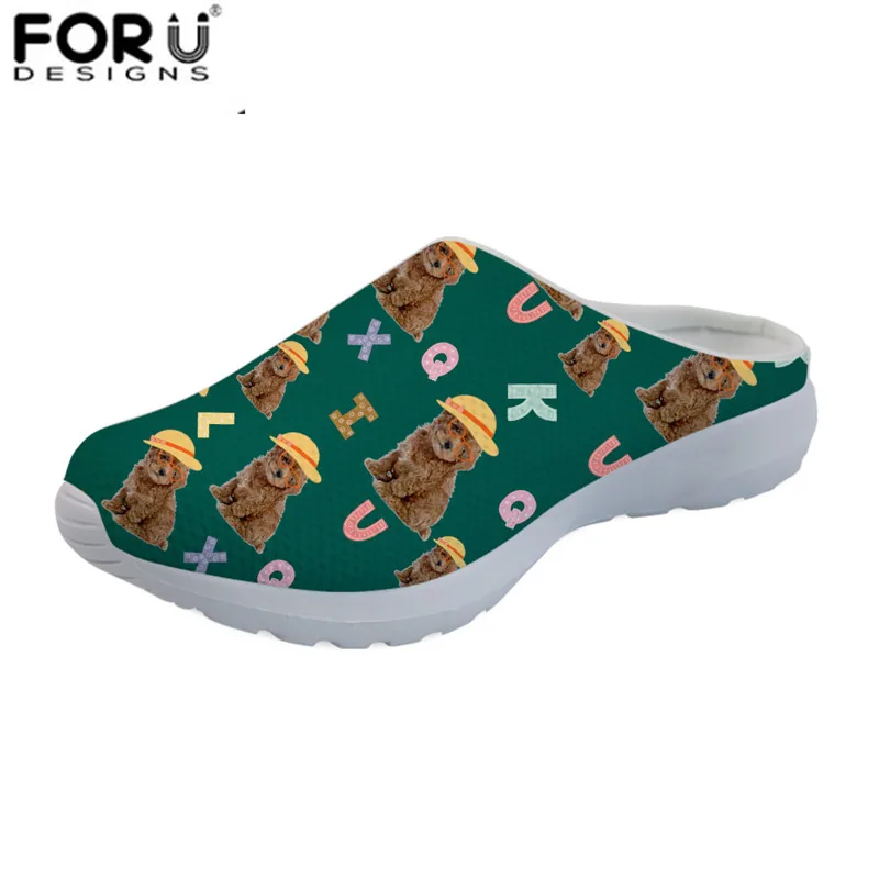 

FORUDESIGNS Breathable Mesh Slippers Cute Animal Peppy Dog Letter Print Summer Slip On Sandals for Women Casual Beach Water Shoe