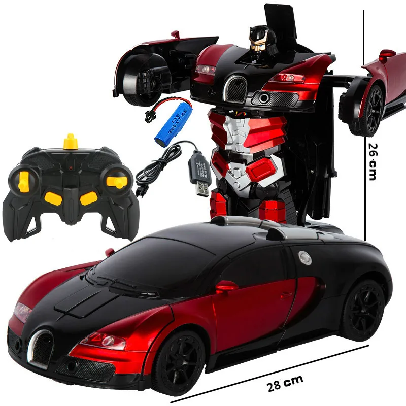 Red Bugatti 2,4 ГГц Индукционная трансформация, робот-машина, 1:14, деформация, Радиоуправляемый автомобиль, игрушка, светодиодный светильник, Электрический робот, модели, fightint, игрушки, подарки - Цвет: Red Bugatti