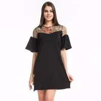 2017-women-new-fashion-sexy-charm-dresses-Mesh-embroidery-stitching-trumpet-sleeves-loose-A-Line-round.jpg_200x200