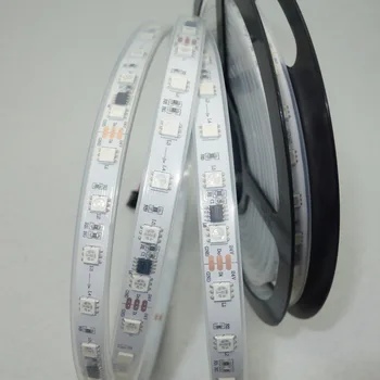 

5m DC24V SM16703 IC(similar to WS2811 IC) 60LEDs/m (10 pixes/m) WHITE PCB led digital strip;IP66;waterproof in silicon tube