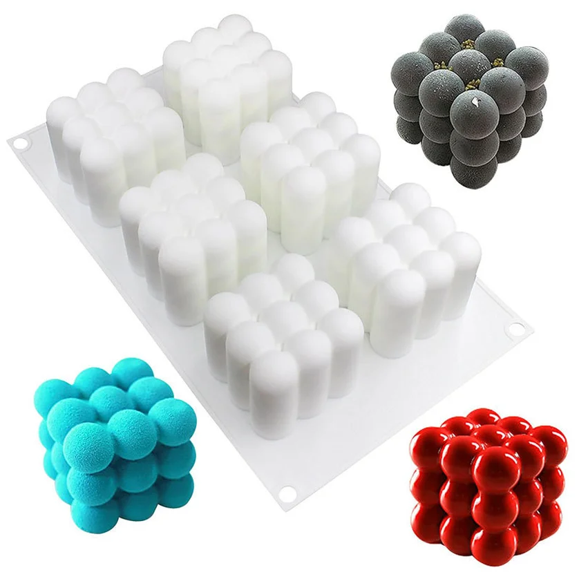 

1pc New Arrival White Silicone 6 even Rubik's Cube Silicone Cake Mould Solid Cube Silicone Mousse Moulds Cake Tools 2019 Hot