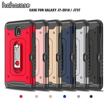 

500pcs Soft TPU Hard PC With Card Slot Holder Case For Samsung J3 J5 J7 2016 2017 J4 J6 J8 2018 Heavy Duty Metal Kickstand Cover