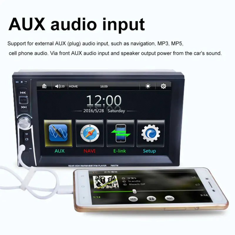 6," 2DIN автомобиля MP5 плеер Bluetooth MP3/MP4/аудио/видео/USB зеркало заднего вида+ Камера