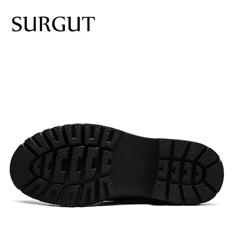 SURGUT/Мужские ботинки анти-скольжение кожи; популярные модельные туфли осень-зима Мужская обувь короткие плюшевые ботильоны на зиму прочная, долговечная подошва ботильоны