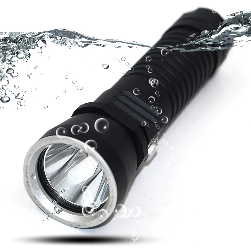 

Z35D26 Diving Led Flashlight Torch Light XM-L L2 ON / OFF Stepless Dimming Waterproof Underwater 150m by 26650 Battery