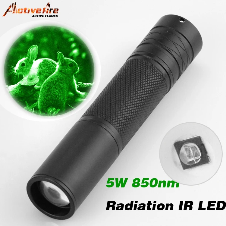 New hot Activefire 5W Torch 850nm Zoom Infrared Radiation IR LED Night Vision Flashlight Camping Light