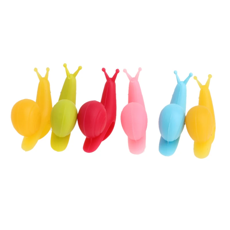 6Pcs Cute Snail Shape Silicone Bag Tea Hanging Label Cup Glass Clip Holder Filter Tool Filters Colorful Mini Tea Tools