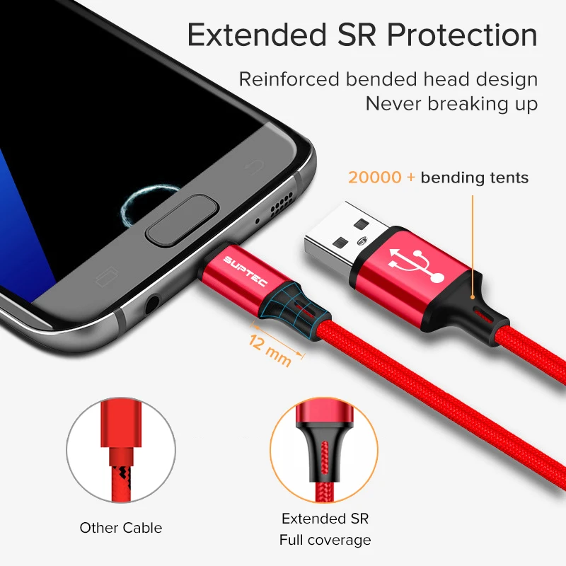 SUPTEC Micro USB кабель провод для быстрого заряда для Xiaomi Redmi Note 5 Pro шнур Android Мобильный кабель для зарядки телефона для samsung huawei