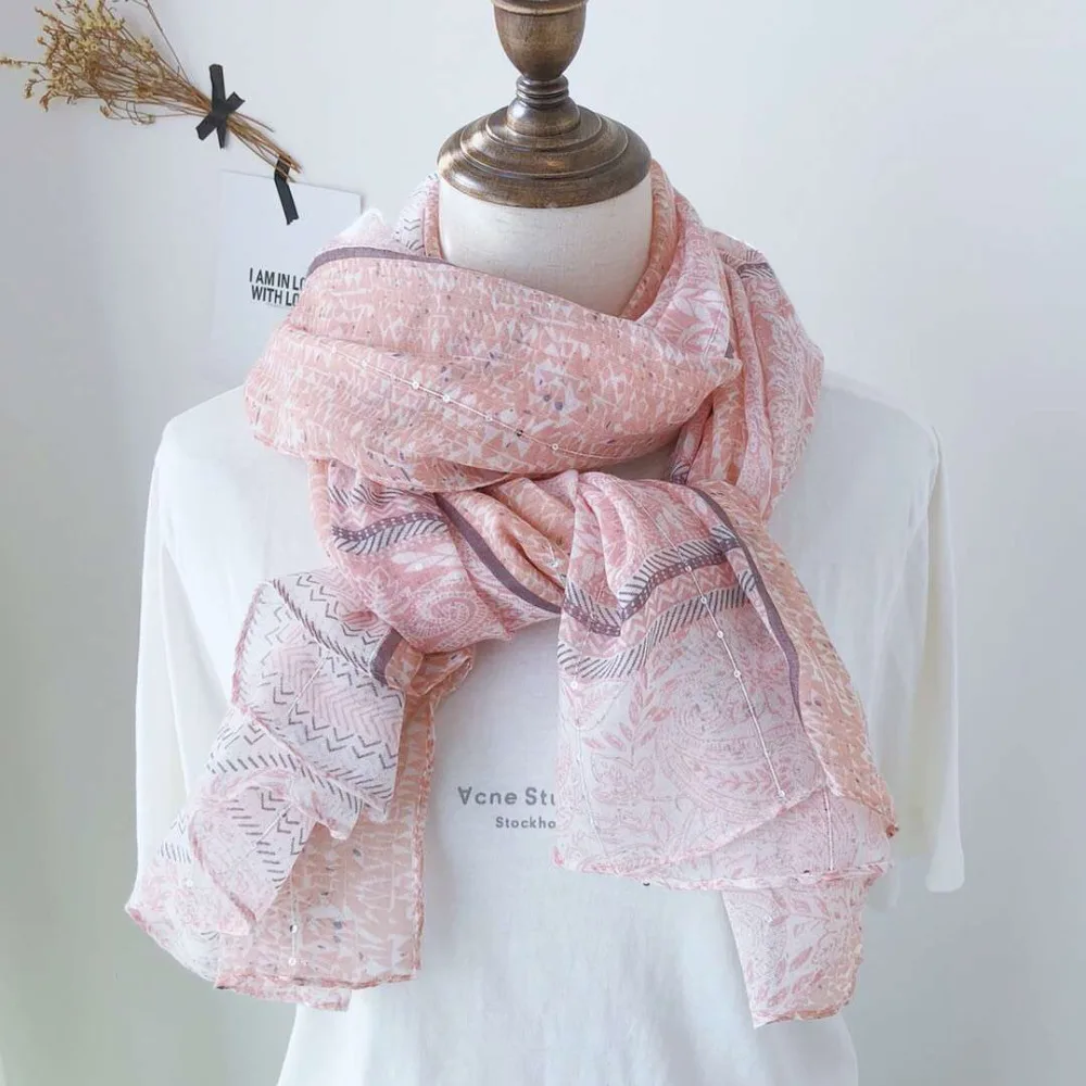 

Spring scarf with sequines,wraps muslim shawls,Muslim floral hijab,paisley flower scarf,sjaal arabic,wrap,paillette sequin shawl