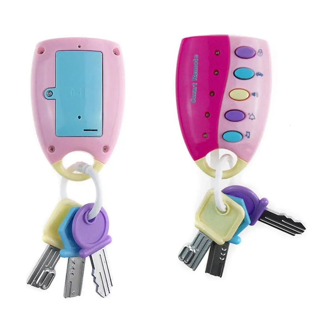 Музыкальная Автомобильная игрушка-ключ, высокое качество, детская игрушка, музыкальный инструмент, голоса, ролевые игры, Обучающие игрушки, Красочные флэш-игрушки для малышей - Цвет: Pink