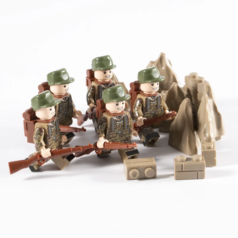 WW2 زارة التجارة مدينة الاكسسوارات اللبنات الجنود العسكرية أرقام البنادق أسلحة الجيش الرمل السياج الجنينة الطوب لعب الاطفال C076