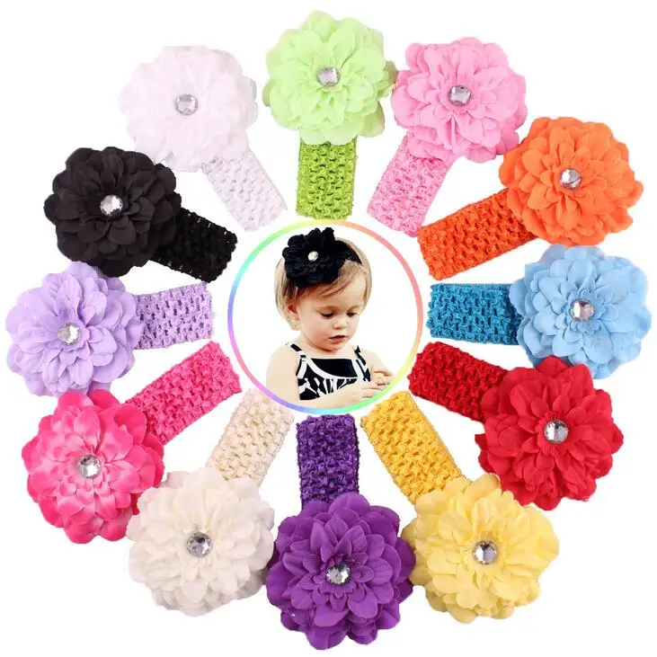 12pcs/lot Baby Girls Flower Headband Chiffon Flower Headband Infant