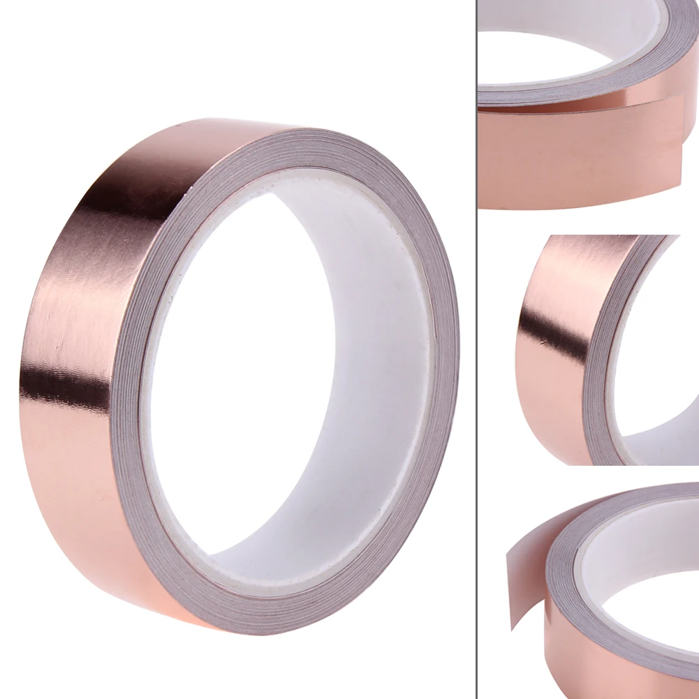

11 Meters 2.5cm Double Conductive Copper Foil Tape Shielding Barrier New Adhesive Tape