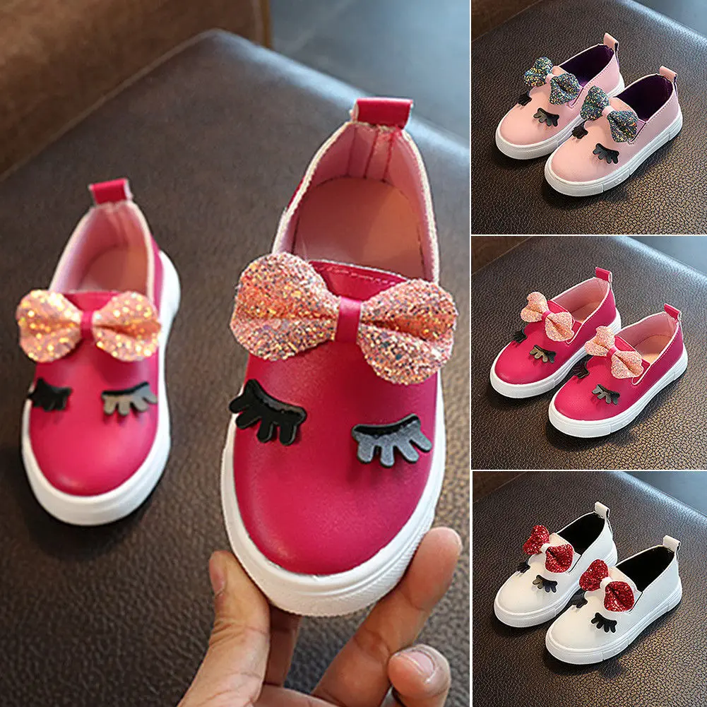 

Girls Children School Shoes New Kids Infants Formal Party Evening Leather Fancy Shoes Princess Sequin Bow Toddler Girls Shoes